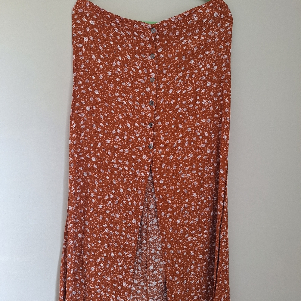 Orange Button-Front Printed Midi Skirt - Wild Fable from Target